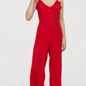 H&M DIVIDED Red Ruffle Jumpsuit